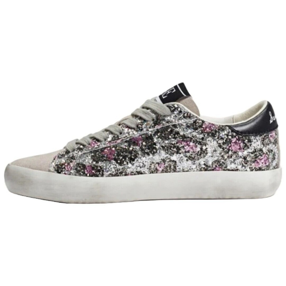 Sam Edelman Kids' Aubrie Sparkle Glitter Lace-Up Sneakers Size 4 Purple Silver